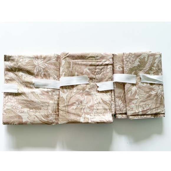 3 Pottery Barn Decorative Pillow Sham Euro Cora Beige Tan 26x26 Floral NWOT - Picture 5 of 8